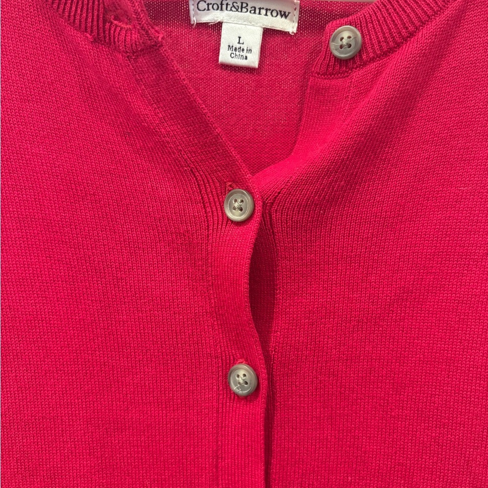 Croft & Barrel button-front cardigan, pink, size L - Picture 7 of 8